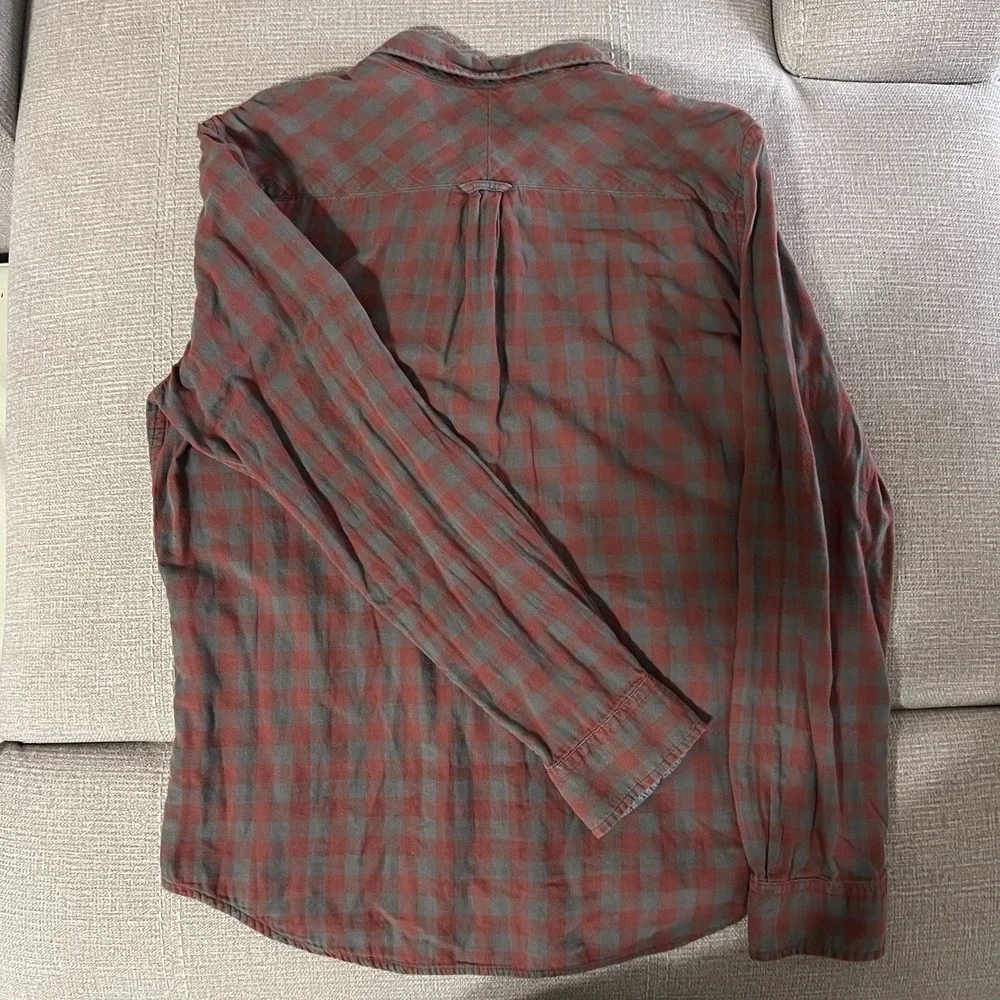 True Religion Sportswear Men's Button Down Plaid Shirt Size Large‎ Red & Gray
